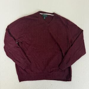 Magaschoni Man 100% Cashmere Sweater Burgundy V-Neck Mens Size L